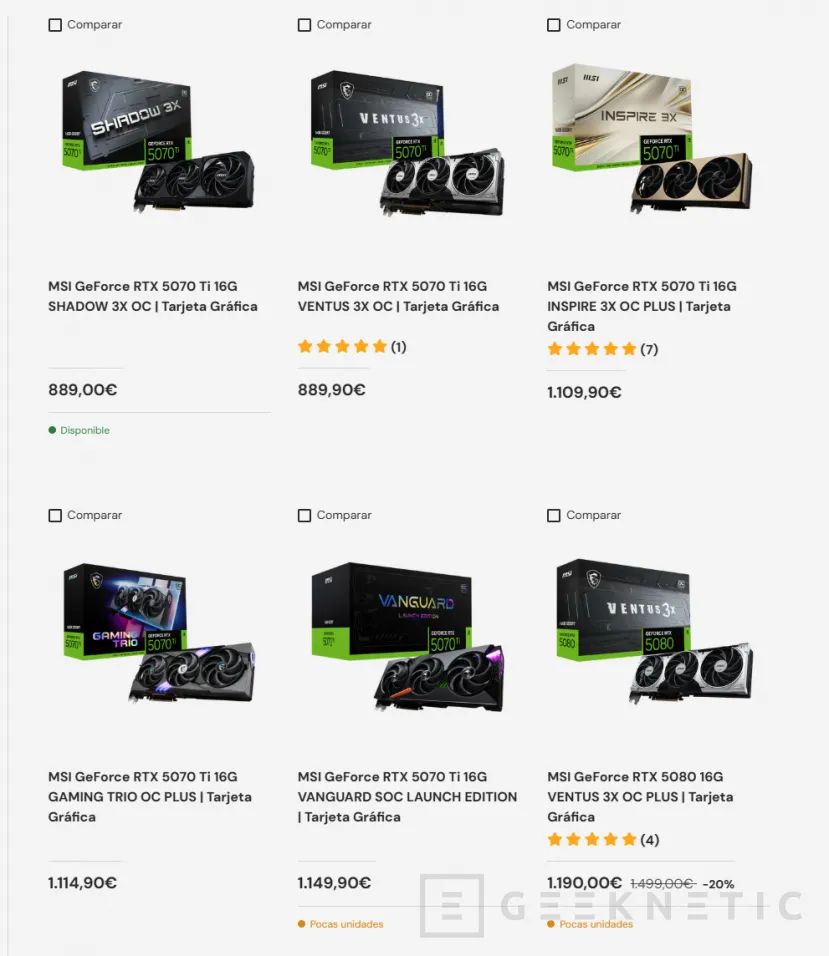 Geeknetic MSI pondrá a la venta a PVPR más unidades de las RTX 5080 y RTX 5070 Ti en su tienda propia 1